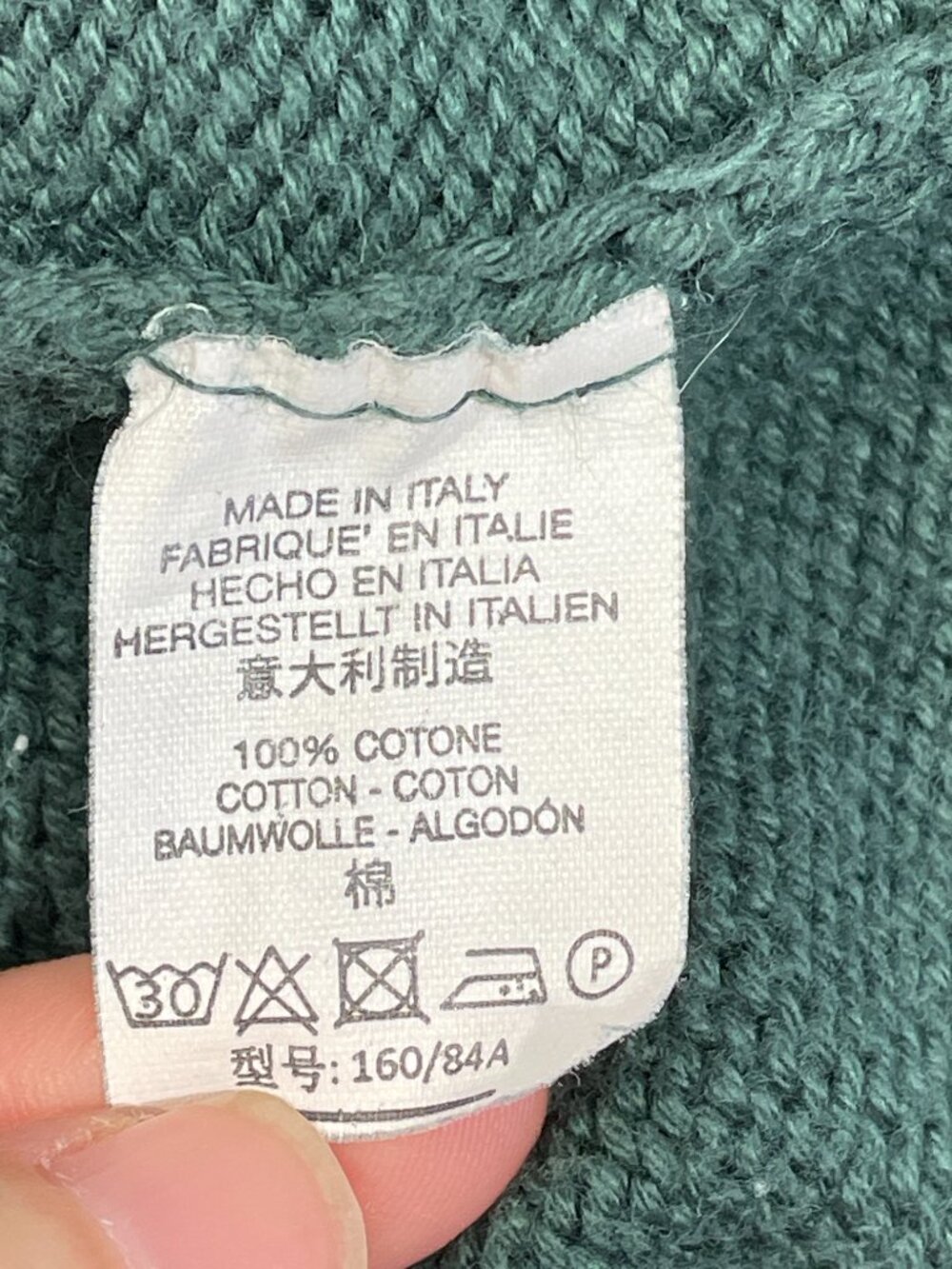 Brandy Melville Green Heavyweight Cotton Crewneck Sweater Oversized Knit Italy - Picture 8 of 8